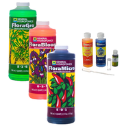 General Hydroponics Flora Series Fertilizer Bundle Quart, with FloraMicro, FloraGro, FloraBloom and pH Control Kit