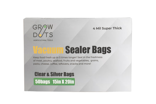 GROWDOTS Vacuum Sealer Bag Food Preservation Bag 50 Per Bag 4 Mil Super Thick - HydroWorlds