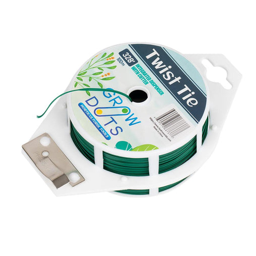 GROWDOTS 328ft (100m) Twist Ties, Green Garden Plant Ties with Cutter for Gardening and Office Organization Home - HydroWorlds