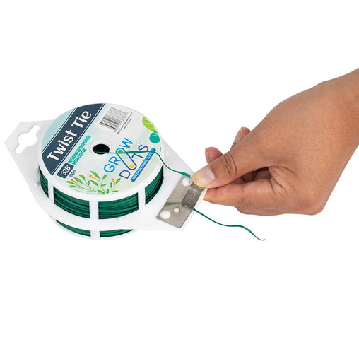 GROWDOTS 328ft (100m) Twist Ties, Green Garden Plant Ties with Cutter for Gardening and Office Organization Home - HydroWorlds