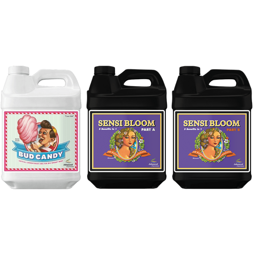 Advanced Nutrients pH Perfect Sensi Bloom Bundle Part A and B 1 Liter Set with Bud Candy Combo Pack 250ML - HydroWorlds