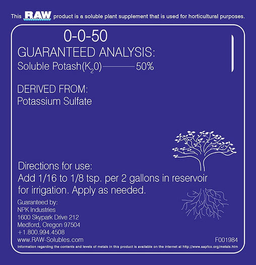 NPK RAW Potassium 8oz - HydroWorlds