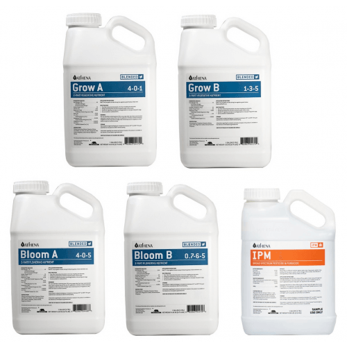 Athena COMBO - Grow A & B + Bloom A & B + IPM Complete Pest Management Formula (Gallons and 5 Gallons of Each) - HydroWorlds