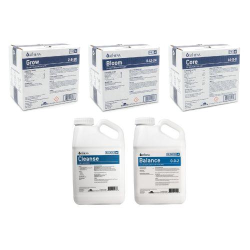 Athena Pro MINI CINCO Set - Grow + Bloom + Core + Cleanse + Balance (10 lb Buckets + 1 Gallon Jugs) - HydroWorlds