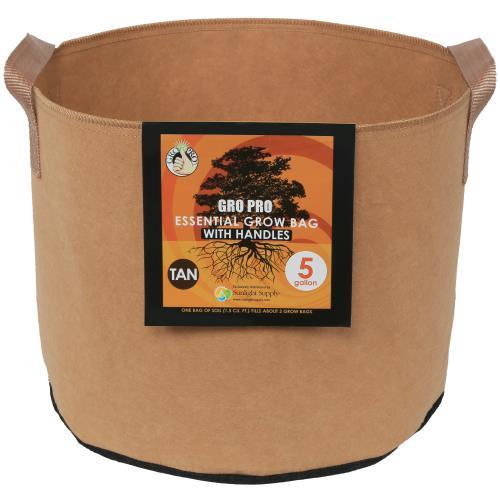 Gro Pro Essential Round Fabric Pots with Handles - Tan - HydroWorlds