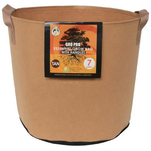 Gro Pro Essential Round Fabric Pots with Handles - Tan - HydroWorlds