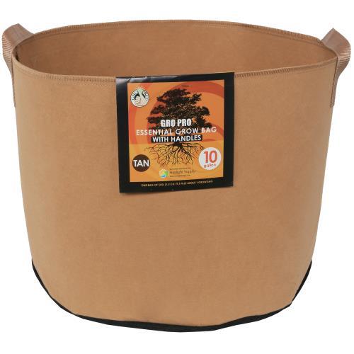 Gro Pro Essential Round Fabric Pots with Handles - Tan - HydroWorlds