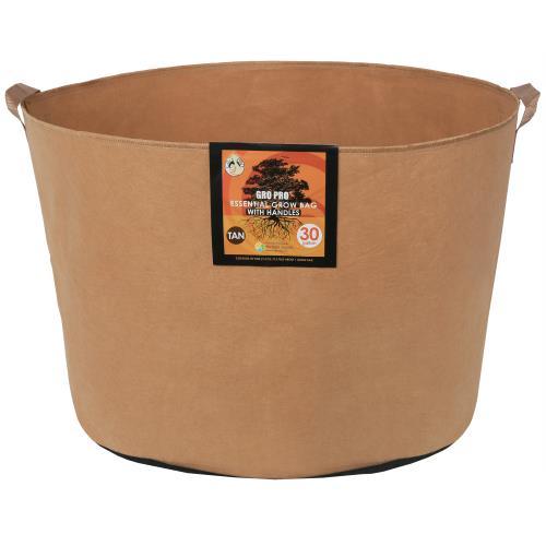 Gro Pro Essential Round Fabric Pots with Handles - Tan - HydroWorlds
