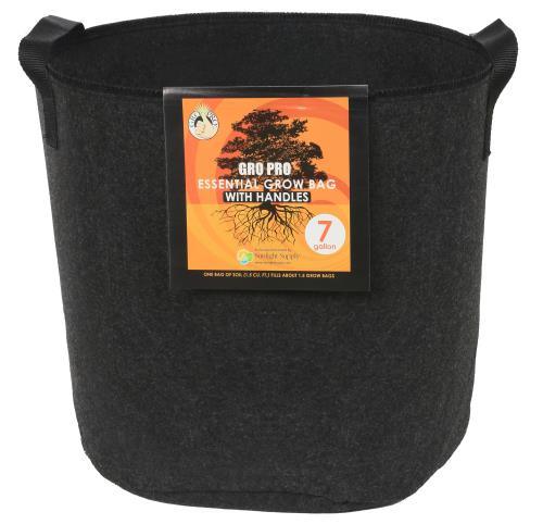 Gro Pro Essential Round Fabric Pots with Handles - Black - HydroWorlds
