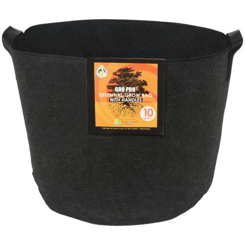 Gro Pro Essential Round Fabric Pots with Handles - Black - HydroWorlds