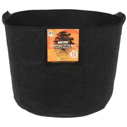 Gro Pro Essential Round Fabric Pots with Handles - Black - HydroWorlds