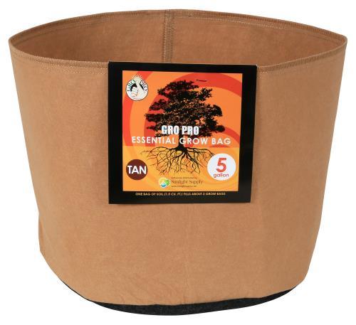 Gro Pro Essential Round Fabric Pots - Tan - HydroWorlds