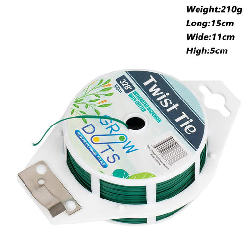 GROWDOTS 328ft (100m) Twist Ties, Green Garden Plant Ties with Cutter for Gardening and Office Organization Home - HydroWorlds
