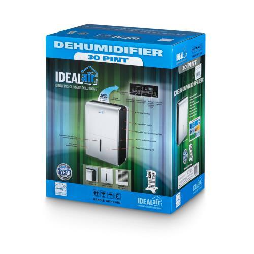 Ideal-Air Dehumidifier 30 Pint - Up to 50 Pints Per Day - HydroWorlds