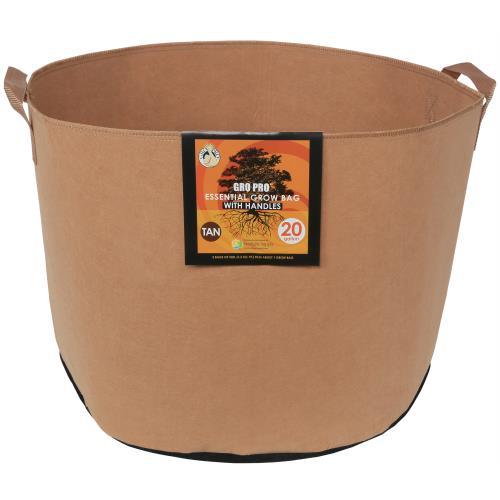Gro Pro Essential Round Fabric Pots with Handles - Tan - HydroWorlds