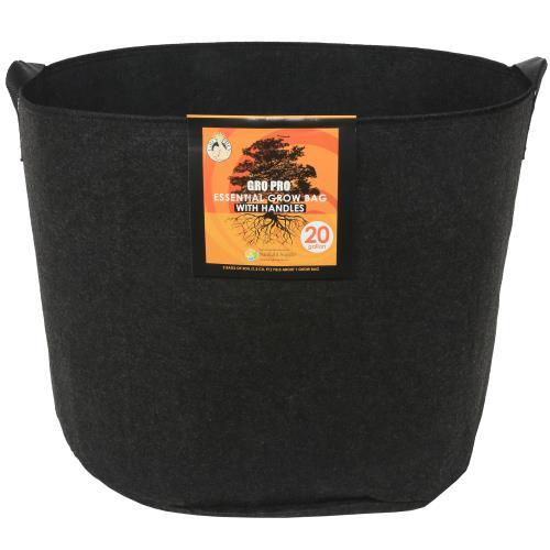Gro Pro Essential Round Fabric Pots with Handles - Black - HydroWorlds
