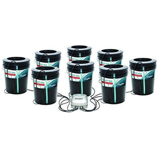 Hydrofarm Root Spa 4 Bucket System, 8 Bucket System, 5 Gallon Bucket System, Black - HydroWorlds